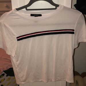 Forever 21 One-Stripe White T-shirt